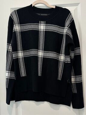 Banana Republic Black and White Plaid Crewneck Sweater
